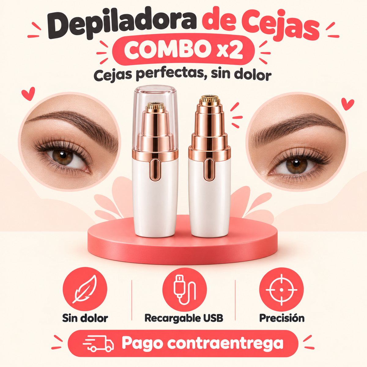 Depiladora de Cejas Recargable – Combo x2