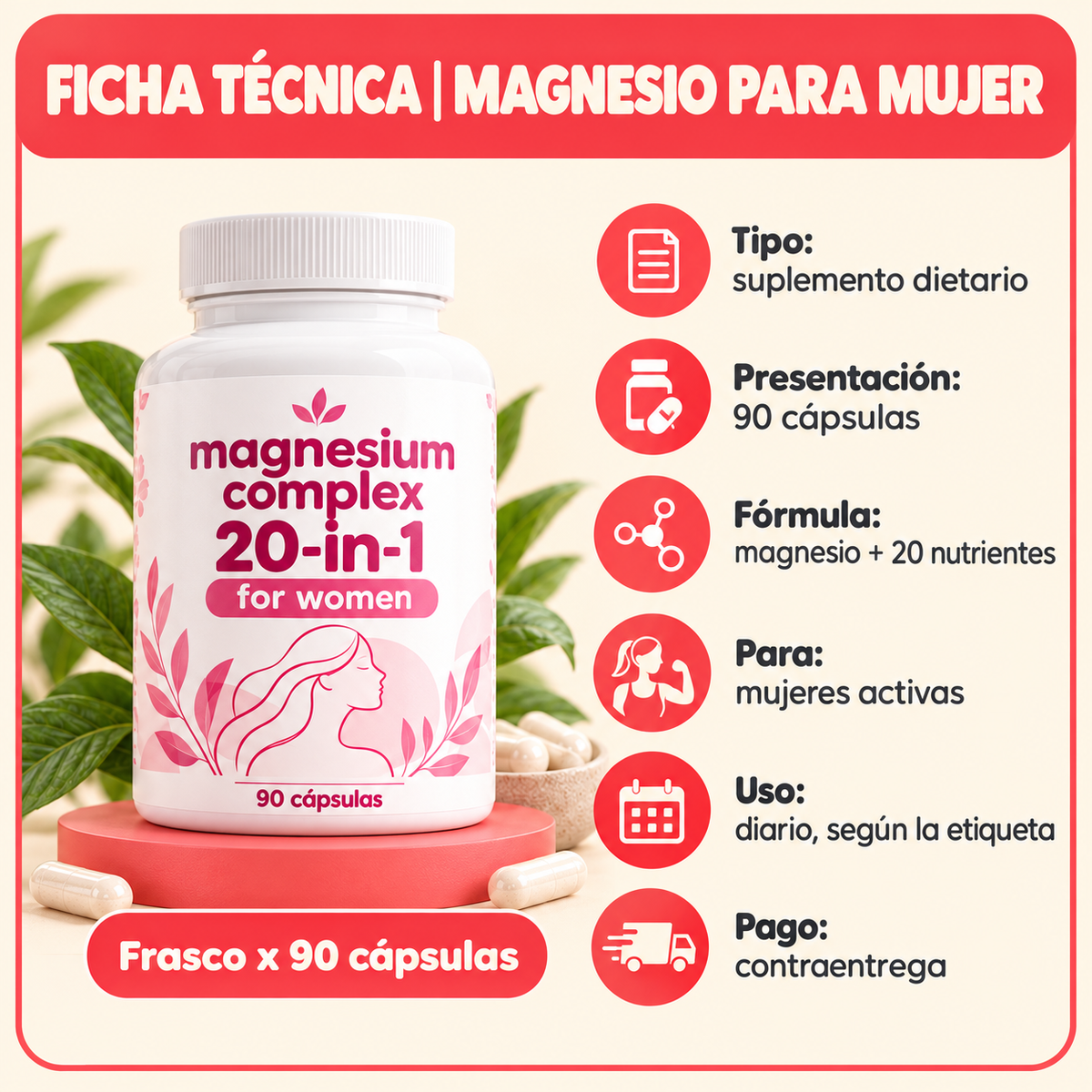 Magnesio para Mujer 20 en 1