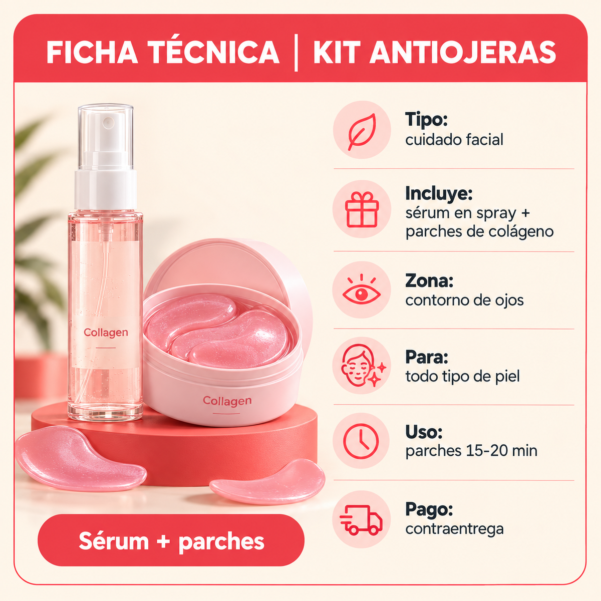 Kit Antiojeras: Sérum en Spray + Parches de Colágeno